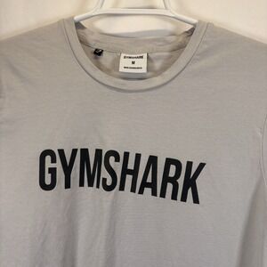 Gymshark Men's Gray Cotton Jersey Logo T-Shirt Regular Fit Size M Short Sleeve